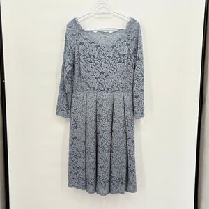 Missmay‎ Retro Gorgeous City Blue Grey Floral Lace  Midi Dress XL NEW NWT